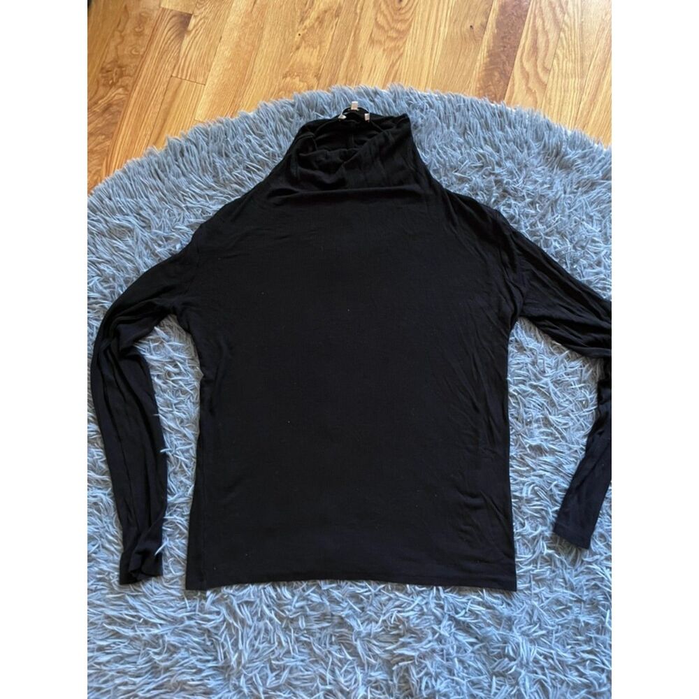 Vince Black Relaxed Fit Ribbed Cowl Funnel Neck Sweater Size M